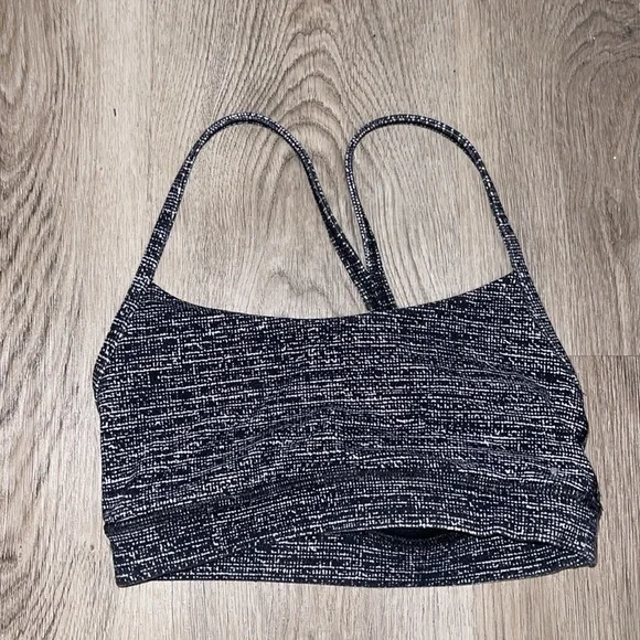 Lululemon Flow Y Bra *Nulu Twillines Ice Grey Black 2 - Picture 3 of 6